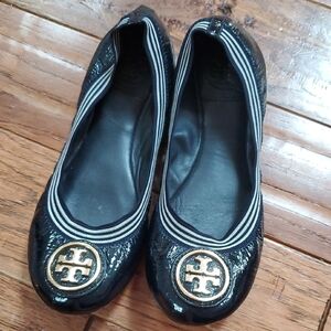 Tory Burch Caroline 2 Blue Patent Ballet Flats